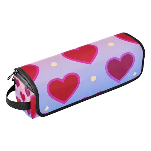 miaozhen 2-in-1-Haar-Werkzeug-Organizer mit herausnehmbarer, hitzebeständiger Matte, Aufbewahrungstasche für Lockenstab Glätteisen, flacher Haartrockner, buntes Farbverlauf, Herz, Neonweiß, gepunktet von miaozhen