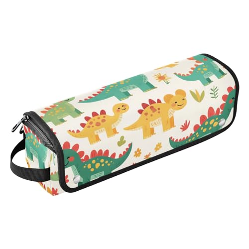 miaozhen 2-in-1-Haar-Werkzeug-Organizer mit hitzebeständigem Pad, doppellagig, Reise-Tragetasche für Lockenstab Glätteisen, flacher Haartrockner, Cartoon-Dinosaurier-Grasland, Reisezubehör para von miaozhen