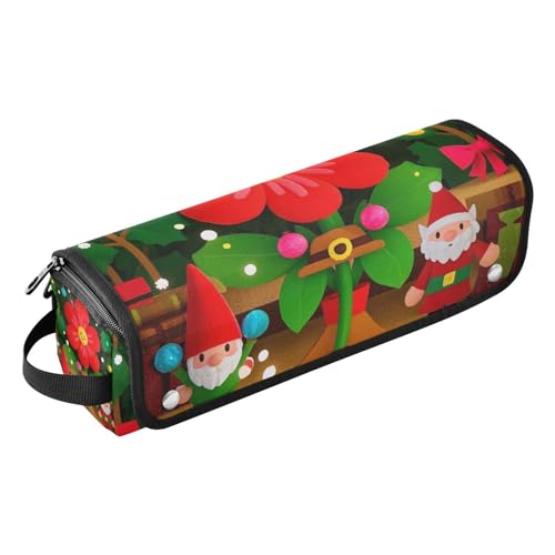 miaozhen 2-in-1-Haar-Werkzeug-Organizer mit hitzebeständigem Pad, staubdicht, Reise-Glätteisen-Tasche für Lockenstab Glätteisen, flacher Haartrockner, Cartoon, niedliches Weihnachtsmann-Reiseetui von miaozhen