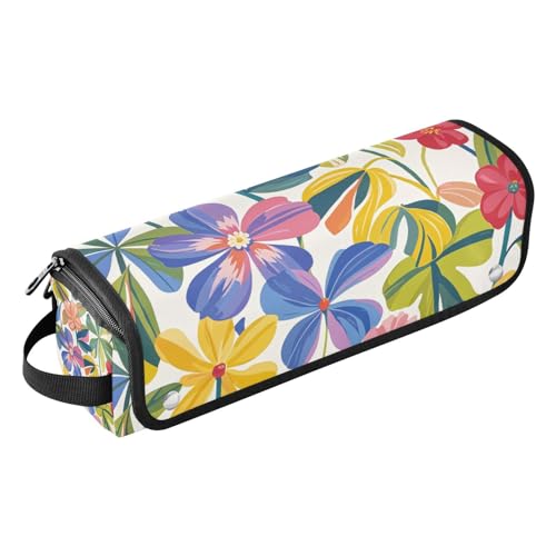 miaozhen 2-in-1-Haar-Werkzeug-Organizer mit hitzebeständiger Matte, Lockenstab Reisehalter, Aufbewahrungstasche für Glätteisen, Lockenstäbe, bunte Sommer-Hawaii-Blumen, Haar-Accessoires, Bunte von miaozhen