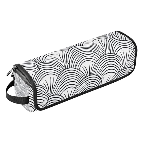 miaozhen 2-in-1-Haar-Werkzeug-Organizer und hitzebeständige Matte, wasserdicht, Reise-Organizer für Glätteisen, Glätteisen, Lockenstäbe, chinesisches Jakobsmuschelmuster, schwarzes Reiseetui für Damen miaozhen 2-in-1-Haar-Werkzeug-Organizer und hitzebeständige Matte, wasserdicht, Reise-Organizer für Glätteisen, Glätteisen, Lockenstäbe, chinesisches Jakobsmuschelmuster, schwarzes Reiseetui für Damen von miaozhen