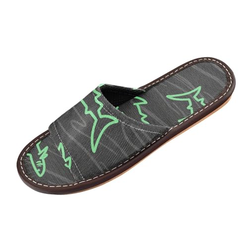 miaozhen Angry Animal Shark Fish Fluorescent Green Black Womens Fashion Slippers Indoor and Outdoor Breathable Soft para personalizado Slides Sandals for Travel, Hotel, Party, Guests pantuflas para von miaozhen