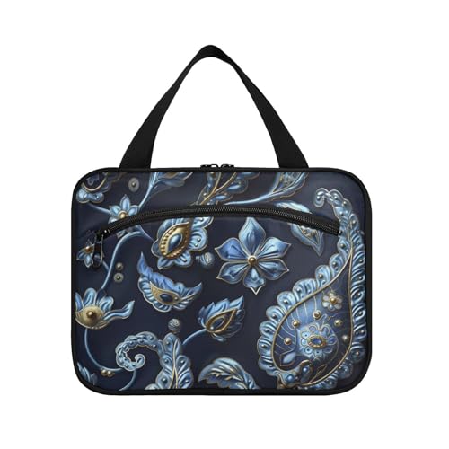 miaozhen Architektonisches Paisleymuster mit Midnight Design, große Kosmetiktasche für Damen, mit Haken, wasserdicht, Reisezubehör für Damen, Bolso Viajero Para Mujer L, Architektonisches von miaozhen
