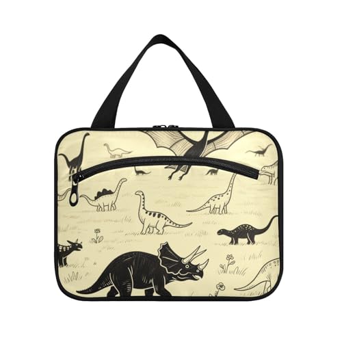 miaozhen Beige Vintage Dinosaurier Grasland hängende Reisetasche mit Haken Designer Uni für Frauen Must-haves Bolsas para maquillaje de mujer L, Beige Vintage Dinosaurier Grasland, Modern von miaozhen