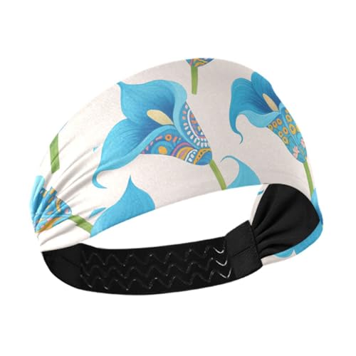 miaozhen Blaue Calla-Lilien, rutschfeste Sport-Stirnbänder für Damen, elastische Schweißbänder für Radfahren, Make-up, täglichen Gebrauch, Volleyball-Bandas von miaozhen