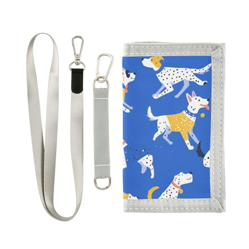 miaozhen Blaue Cartoon-Geldbörse mit niedlichem Hund, dreifach gefaltet, minimalistisch, Geschenke für junge Menschen, trendige, bunte, dreifach gefaltete Geldbörse für Herren, mit Umhängeband, Blauer von miaozhen