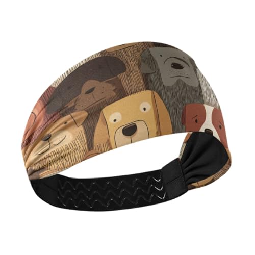 miaozhen Braunes Hunde-Cartoon-Motiv, niedlich, rutschfest? Schweißableitendes Stirnband für Damen, dehnbare Schweißbänder für Volleyball, Tennis, Make-up, Diadema para ni?as von miaozhen