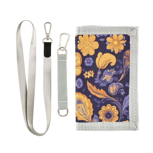 miaozhen Buttercup und Süßkartoffel-Muster, Paisleymuster, dreifach gefaltet, dünn, für Männer, Geschenke für junge Nylon, legere Faltbörse mit Umhängeband, Billetera Tarjetero para hombre von miaozhen