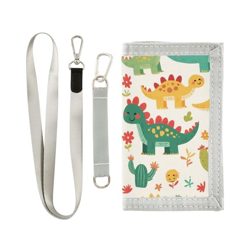 miaozhen Cartoon-Dinosaurier-Grassland-Geldscheine für Damen, einzigartige, robuste, minimalistische Geldbörse mit Umhängeband, Carteras Para Hombres, Cartoon-Dinosaurier-Grasland, 1 size von miaozhen