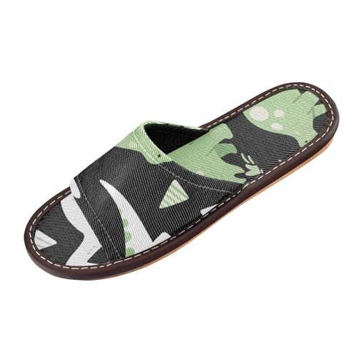 miaozhen Cartoon-Hausschuhe mit niedlichem Dinosaurier-Motiv, für drinnen und draußen, tragbar, gemütlich, mit Gummisohle, für Reisen, Pool, Party, Grün / Schwarz, Cartoon-Dinosaurier-Stegosaurus von miaozhen