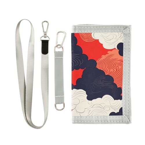 miaozhen Cloud-Geldbörse im japanischen Stil, dreifach gefaltet, minimalistisch, für Kreditkarten, trendige, lässige Geldklammer mit Umhängeband, Carteras Para Hombres, Wolkenjapanischer Stil, 1 size von miaozhen