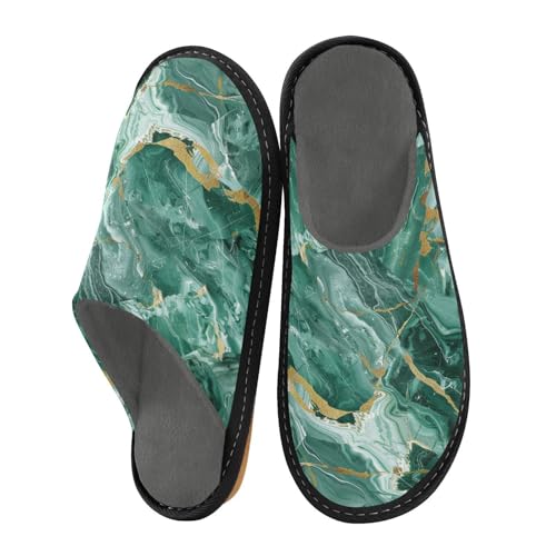 miaozhen Damen-Hausschuhe, Marmor-Jade-Gold-Druck, für den Innenbereich, Memory-Schaum, Hausschuhe, gemütlich, Größe 43 von miaozhen