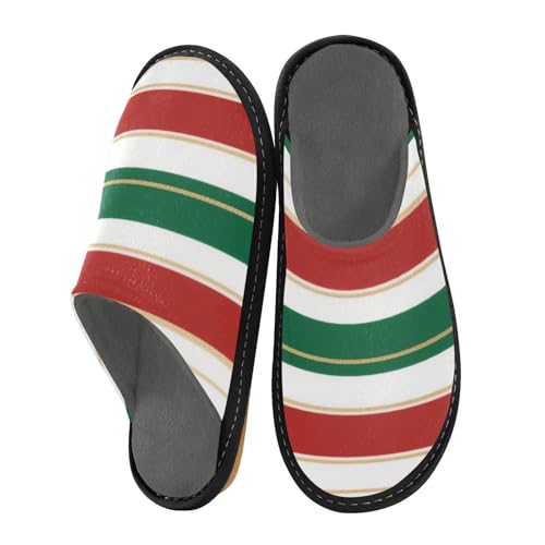 miaozhen Damen-Hausschuhe, Weihnachtsmotiv, Rot und Grün, gestreift, für den Innenbereich, Memory-Schaum, Hausschuhe, gemütlich, Größe 38 von miaozhen