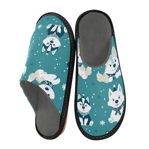 miaozhen Damen-Hausschuhe, blaugrün, 6 verspielte, lustige Hunde, für den Innenbereich, Memory-Schaum, Hausschuhe, gemütlich, Damen-Hausschuhe, Größe 41 von miaozhen