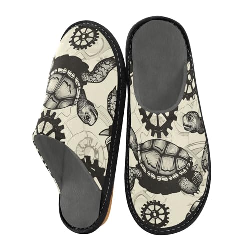miaozhen Damen-Hausschuhe, industrielle Schildkröte, schwarze Hausschuhe für den Innenbereich, Memory-Schaum, Heimschuhe, Hausschuhe, Bettpantoffeln, für Damen, Größe 45 von miaozhen