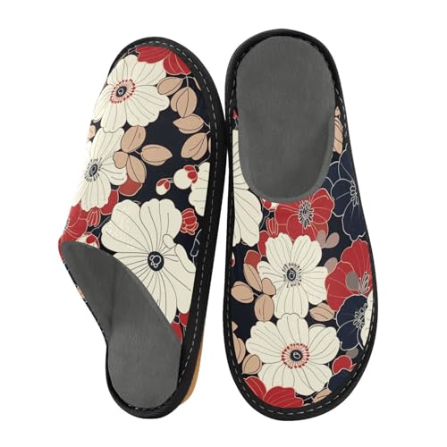miaozhen Damen-Hausschuhe, japanischer Stil, Blumenmuster, für den Innenbereich, Memory-Schaum, Hausschuhe für Zuhause, gemütliche Hausschuhe für Damen, Japanischer Stil mit Blumenmuster, 37.5/38 EU von miaozhen