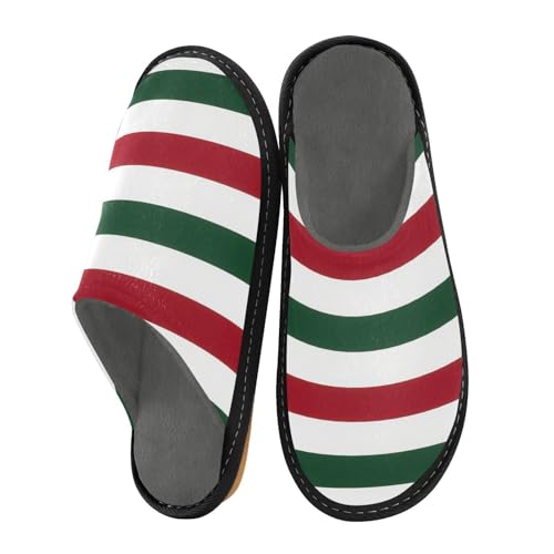 miaozhen Damen-Hausschuhe, klassisch, rot und grün gestreift, für den Innenbereich, Memory-Schaum, Hausschuhe, gemütlich, Größe 43 von miaozhen
