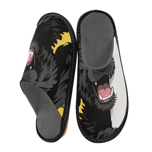 miaozhen Damen-Hausschuhe, niedlicher Cartoon, schwarz, Teddy, für den Innenbereich, Memory-Schaum, Hausschuhe, Bettpantoffeln, Größe 38 von miaozhen