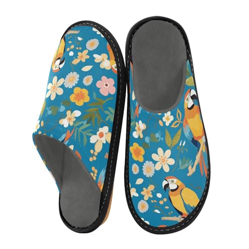 miaozhen Damen-Hausschuhe, tropischer Sommer, Ara, Vogel, Indoor-Hausschuhe, Memory-Schaum, gemütliche Damen-Hausschuhe, Größe 39,5 von miaozhen