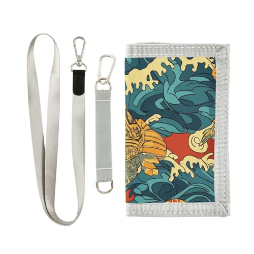miaozhen Dreifach gefaltete Geldbörse im Schildkröten-Stil für Herren für Herren, minimalistisch, bunt, dreifach gefaltet, mit Umhängeband, Billetera Tarjetero Para Hombre, Schildkröte im japanischen von miaozhen