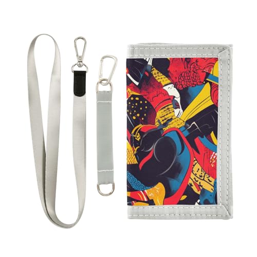 miaozhen Dreifach gefaltete Reisebrieftasche im japanischen Stil für Herren, cooles Geschenk, einzigartige, bunte, minimalistische Geldbörse mit Umhängeband, Billetera Para Hombre, Japanischer Stil, 1 von miaozhen