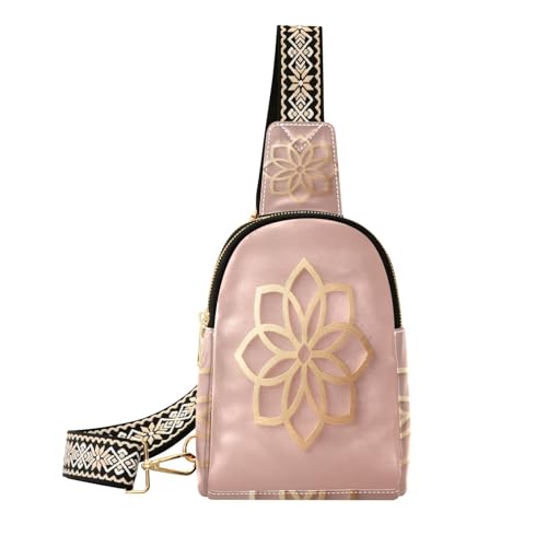 miaozhen Elegante Umhängetasche mit Blumenmuster, Rotgold, kleine Umhängetasche, niedliche Schultertasche für Damen als Tagesrucksack, Elegante Form, Blumenmuster, Rotgold, 1 Size von miaozhen