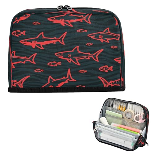 miaozhen Federmäppchen, Organizer, große Kapazität, Make-up-Taschen mit Fach, Schreibtisch-Organizer für Krankenschwestern, Schulbedarf, wütende Tiere, Hai, Fische, rot, schwarz, cartucheras para miaozhen Federmäppchen, Organizer, große Kapazität, Make-up-Taschen mit Fach, Schreibtisch-Organizer für Krankenschwestern, Schulbedarf, wütende Tiere, Hai, Fische, rot, schwarz, cartucheras para von miaozhen