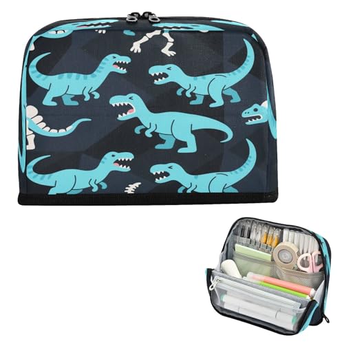 miaozhen Federmäppchen, große Kapazität, Aufbewahrungstasche, Reißverschluss, Schreibwaren-Aufbewahrung für Kinder, Schulbedarf, blauer Dinosaurier, brüllender Estuches, escolares para lapices von miaozhen