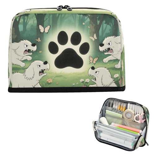 miaozhen Federmäppchen, große Kapazität, Make-up-Tasche mit Schlitz, Schreibwaren, Federmäppchen für Studenten, Schule, Hund, bellende Pfote, Schwarz von miaozhen