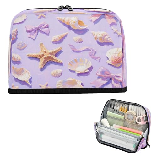 miaozhen Federmäppchen, großes Fassungsvermögen, Kosmetik, einfache Schreibwaren, Stifttasche für Herren, College, violett, Seesternmuscheln, Ölgemälde, Cartuchera Escolar para ninos von miaozhen