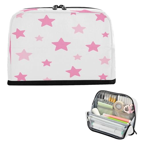 miaozhen Federmäppchen, großes Fassungsvermögen, Make-up, erweiterbar, Schreibwaren, Stiftebeutel für Jungen, High School-Zubehör, Pink Star Cartuchera Escar Para Ninas von miaozhen