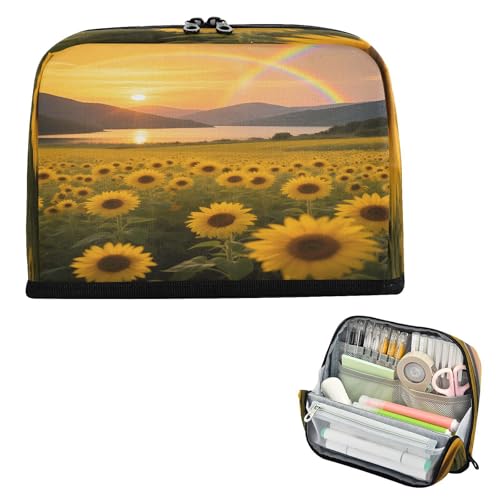 miaozhen Federmäppchen, großes Fassungsvermögen, Make-up-Tasche, Stehpult-Organizer für Jugendliche, College, Sonnenuntergang, Sonnenblume, buntes Design miaozhen Federmäppchen, großes Fassungsvermögen, Make-up-Tasche, Stehpult-Organizer für Jugendliche, College, Sonnenuntergang, Sonnenblume, buntes Design von miaozhen