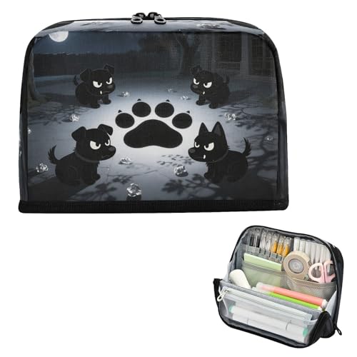 miaozhen Federmäppchen, großes Fassungsvermögen, Make-up-Tasche, leicht, Schreibtisch-Organizer für Kinder, Schulbedarf, geheimnisvolle dunkle Nacht, schwarzer Hund, Bolsita Para Lapices miaozhen Federmäppchen, großes Fassungsvermögen, Make-up-Tasche, leicht, Schreibtisch-Organizer für Kinder, Schulbedarf, geheimnisvolle dunkle Nacht, schwarzer Hund, Bolsita Para Lapices von miaozhen