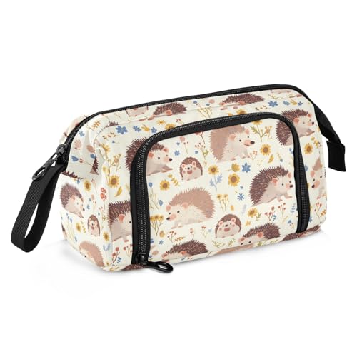 miaozhen Federmäppchen, großes Fassungsvermögen, organisiertes Federmäppchen, multifunktionales Federmäppchen, Kosmetik, für Lehrer, Büro, Igel, niedliche Safari, personalisierbar von miaozhen