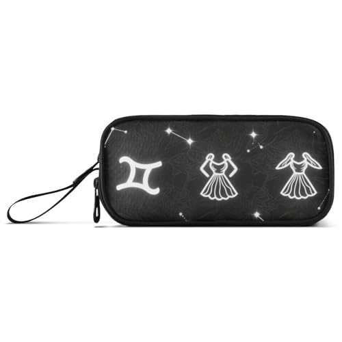 miaozhen Federmäppchen aus Nylon, Schwarz und Weiß, Sternbild, hohe Kapazität, großes Federmäppchen mit Reißverschluss, Schulbedarf für Mittelschule, Frauen von miaozhen