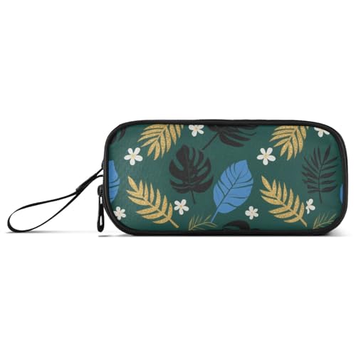 miaozhen Federmäppchen aus Nylon, mit Reißverschluss, tropische Blätter, Blume, Olivblau, großes Fassungsvermögen, Organizer, Schreibwarentasche für adrette Schuljungen miaozhen Federmäppchen aus Nylon, mit Reißverschluss, tropische Blätter, Blume, Olivblau, großes Fassungsvermögen, Organizer, Schreibwarentasche für adrette Schuljungen von miaozhen