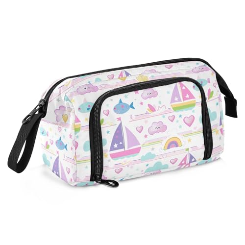 miaozhen Federmäppchen mit großem Fassungsvermögen, Federmäppchen mit Fach, Federmäppchen für Teenager, Krankenschwestern, adrette Schulbedarf, Segelboot, Insel, Cartoon, Estuches Para, Lapices von miaozhen