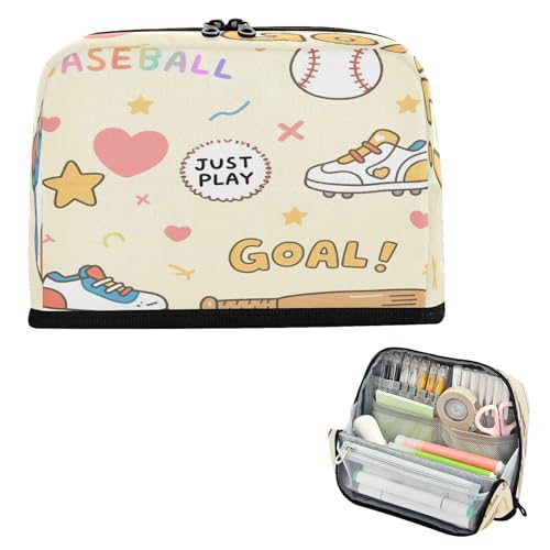 miaozhen Federmäppchen mit großem Fassungsvermögen, Make-up-Tasche, hohe Kapazität, Schreibwaren-Organizer für Mädchen, Reisen, Baseball, Ziel, gelbes Muster, Cartuchera para ninos miaozhen Federmäppchen mit großem Fassungsvermögen, Make-up-Tasche, hohe Kapazität, Schreibwaren-Organizer für Mädchen, Reisen, Baseball, Ziel, gelbes Muster, Cartuchera para ninos von miaozhen