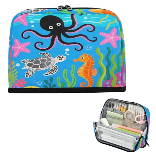 miaozhen Federmäppchen mit großem Fassungsvermögen, Make-up-Tasche, stehend, Schreibwaren, Federmäppchen für Erwachsene, Kosmetik, Cartoon, Tier, Unterwasserschildkröte, Seepferdchen, Cartuchera para miaozhen Federmäppchen mit großem Fassungsvermögen, Make-up-Tasche, stehend, Schreibwaren, Federmäppchen für Erwachsene, Kosmetik, Cartoon, Tier, Unterwasserschildkröte, Seepferdchen, Cartuchera para von miaozhen