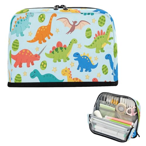 miaozhen Federmäppchen mit großem Fassungsvermögen, Make-up-Tasche mit Fach, Stiftehalter für Herren, Kosmetik, Dinosaurier, Pterodaktyl, Stegosaurus, Ostereier, Cartucheras, Escolares para ninas von miaozhen