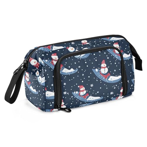 miaozhen Federmäppchen mit großem Fassungsvermögen, Make-up-Tasche mit Reißverschluss, Federmäppchen mit Reißverschluss, für Teenager, High School, Weihnachten, Blau, Schneemann, Rodeln, Estuche para miaozhen Federmäppchen mit großem Fassungsvermögen, Make-up-Tasche mit Reißverschluss, Federmäppchen mit Reißverschluss, für Teenager, High School, Weihnachten, Blau, Schneemann, Rodeln, Estuche para von miaozhen