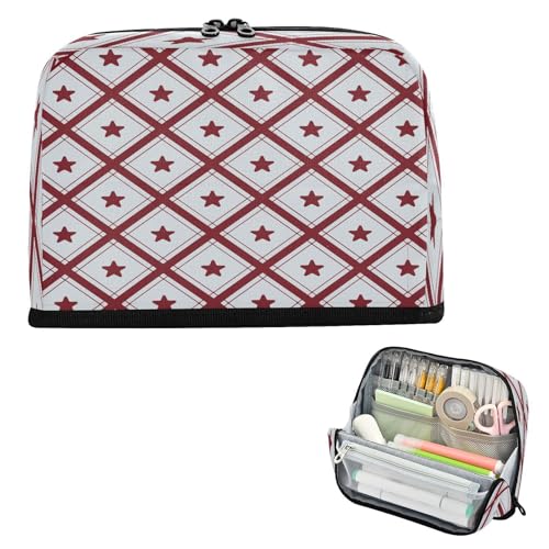 miaozhen Federmäppchen mit großem Fassungsvermögen, Mehrzweck-Schreibwaren, Federmäppchen für Lehrer, High School, Weinrot, Karo, Sterne, kariert, Bolsa Para Lapices miaozhen Federmäppchen mit großem Fassungsvermögen, Mehrzweck-Schreibwaren, Federmäppchen für Lehrer, High School, Weinrot, Karo, Sterne, kariert, Bolsa Para Lapices von miaozhen