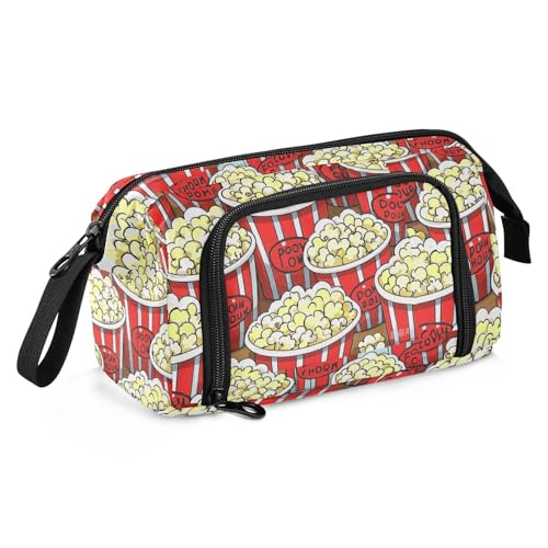 miaozhen Federmäppchen mit großem Fassungsvermögen, Reise-Federmäppchen mit Reißverschluss, Federmäppchen mit Reißverschluss, für Erwachsene, Reisen, niedliches Cartoon-Essen, Popcorn, Caja Para von miaozhen