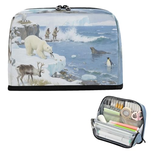 miaozhen Federmäppchen mit großem Fassungsvermögen, aufrechte Aufbewahrungstasche, niedlicher Schreibwaren-Organizer für Erwachsene, Büro, lustiger Winter, Strand, Bär, Pinguin, Cartucheras para miaozhen Federmäppchen mit großem Fassungsvermögen, aufrechte Aufbewahrungstasche, niedlicher Schreibwaren-Organizer für Erwachsene, Büro, lustiger Winter, Strand, Bär, Pinguin, Cartucheras para von miaozhen