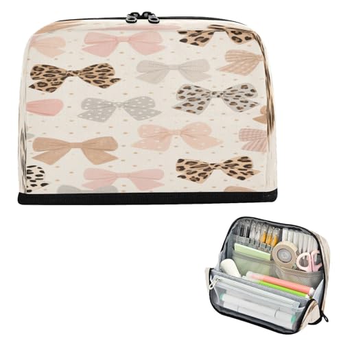 miaozhen Federmäppchen mit großem Fassungsvermögen, erweiterbarer Aufbewahrungs-Organizer für Studenten, Schulbedarf, braun-grau, Leopardenmuster, Schleife, Cartuchera para lapices nina grandes miaozhen Federmäppchen mit großem Fassungsvermögen, erweiterbarer Aufbewahrungs-Organizer für Studenten, Schulbedarf, braun-grau, Leopardenmuster, Schleife, Cartuchera para lapices nina grandes von miaozhen