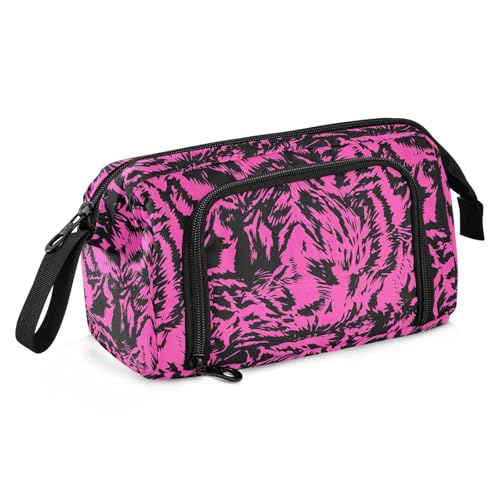 miaozhen Federmäppchen mit großem Fassungsvermögen, großes Federmäppchen mit Fach, Federmäppchen mit Reißverschluss, für Krankenschwester, Kosmetik, Schwarz und Pfirsich-Druck, estuche para lapiceros von miaozhen