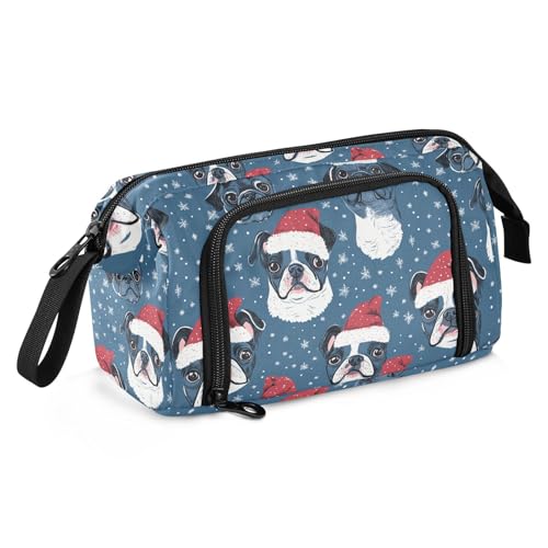 miaozhen Federmäppchen mit großem Fassungsvermögen, leichte Bürste und Federmäppchen für Teenager, Schulbedarf, Cartoon, niedlich, Weihnachten, schwarze Bulldogge, Estuche para lapices ninas von miaozhen