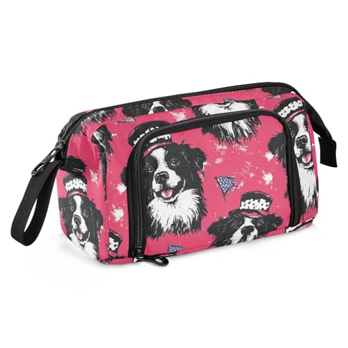 miaozhen Federmäppchen mit großem Fassungsvermögen, mit Reißverschluss, tragbares Federmäppchen mit Fächern für Studenten, Kindergarten, Cartoon, niedlicher schwarzer Hund, asesorios para la escuela von miaozhen