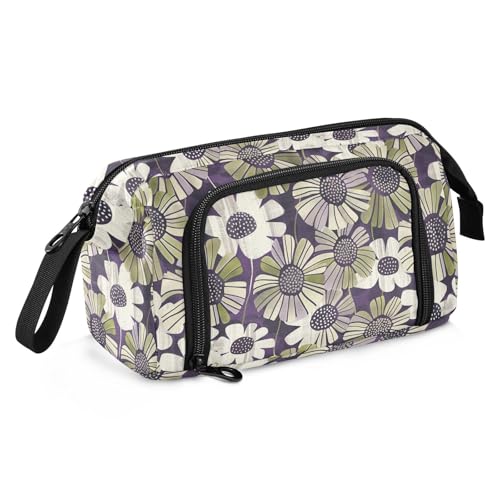 miaozhen Federmäppchen mit großem Fassungsvermögen, multifunktionales Federmäppchen mit Reißverschluss für Teenager, Elementar, Violett und Grün, Sonnenblumen-Estuche para lapices para adolescentes von miaozhen