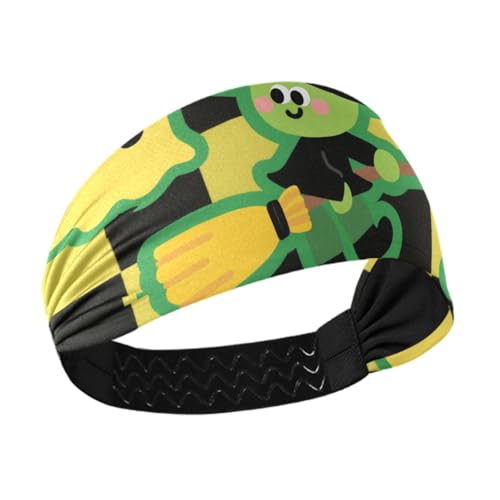 miaozhen Fluoreszierendes gelbes kariertes Halloween-Stirnband für Damen, feuchtigkeitsableitend, bequem, elastische Stirnbänder für Damen, für Make-up, Wandern, Make-up, Bandas, Para el Cabello von miaozhen